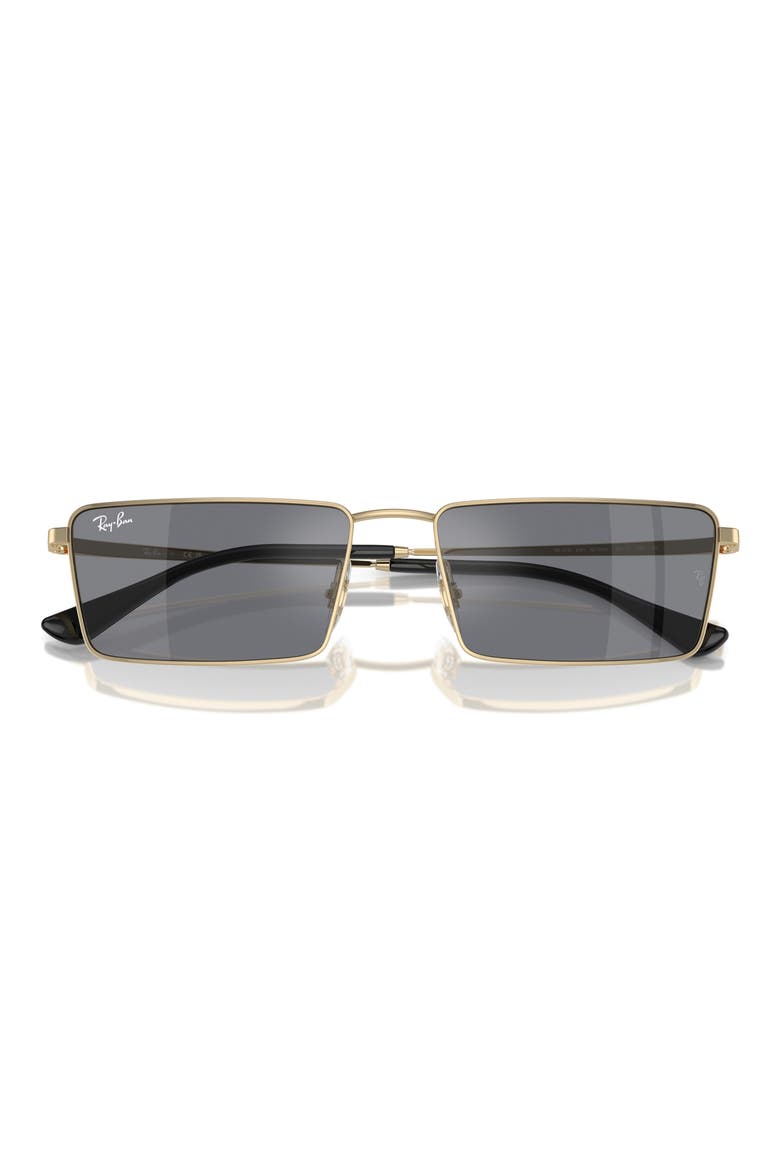 Emy 59mm Rectangular Sunglasses, Alternate, color, LIGHT GOLD
