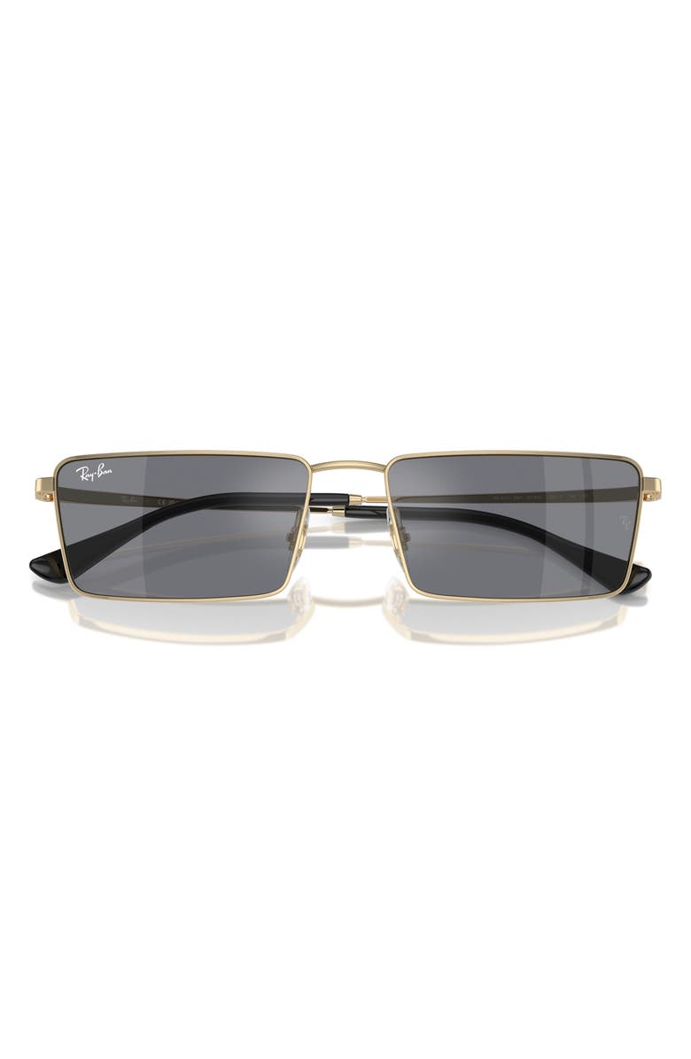 Ray-Ban Emy 56mm Rectangular Sunglasses, Alternate, color, Light Gold