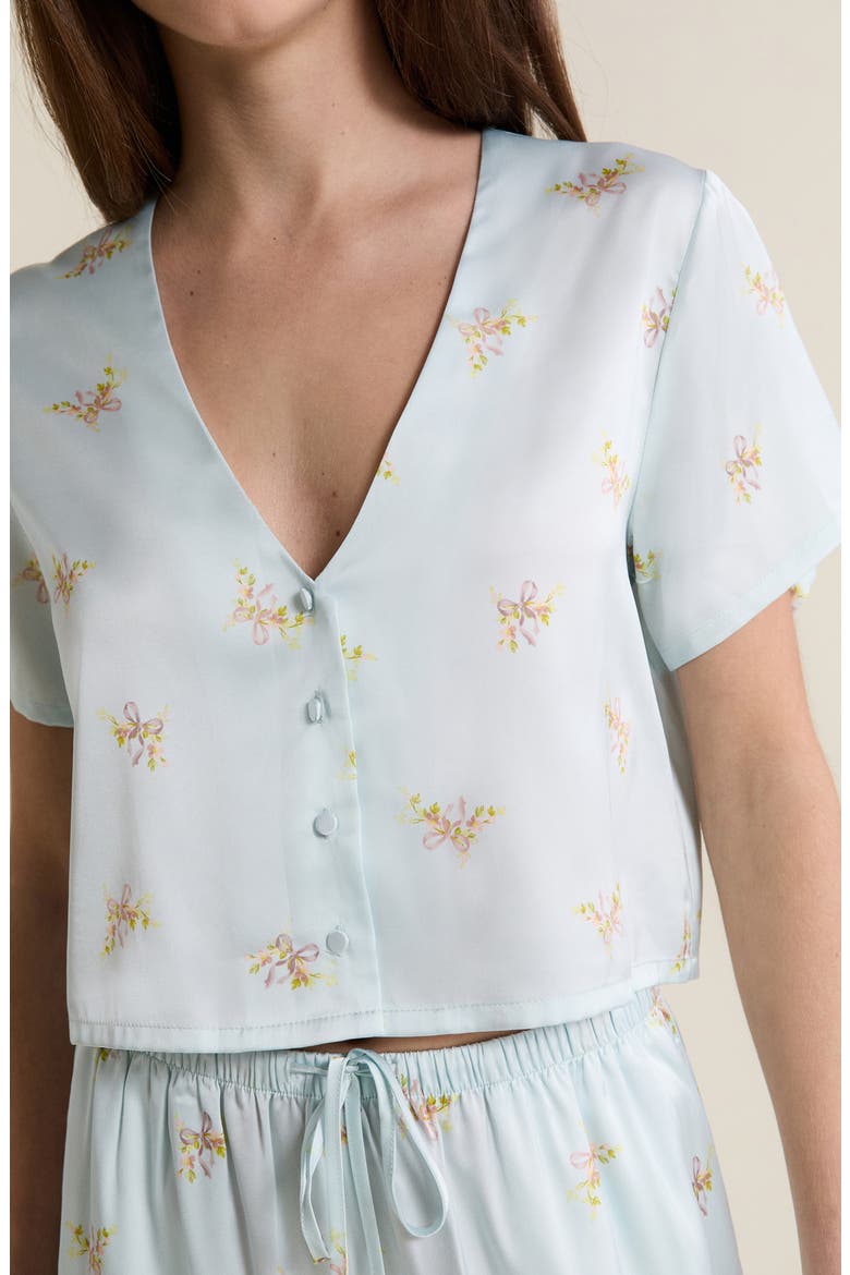 Solia Floral Short Sleeve Pajama Top, Alternate, color, PRINTED GREEN BLUE