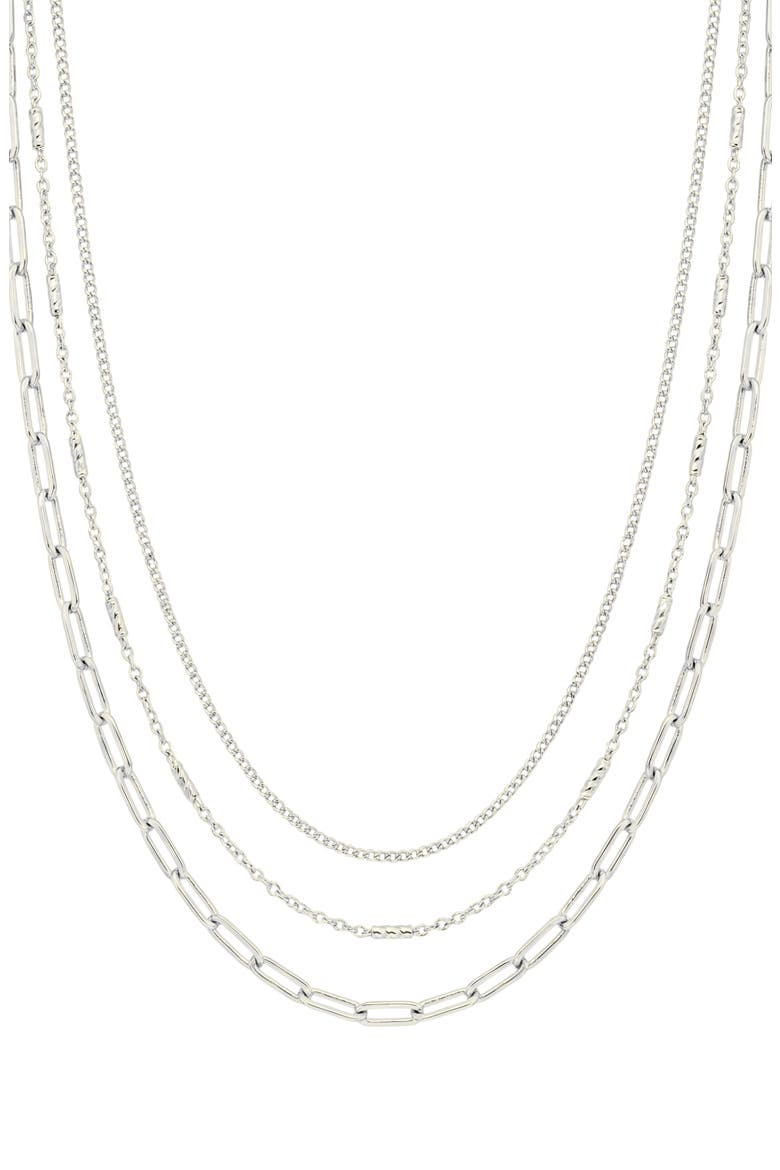 Triple Layer Chain Necklace, Main, color, SILVER
