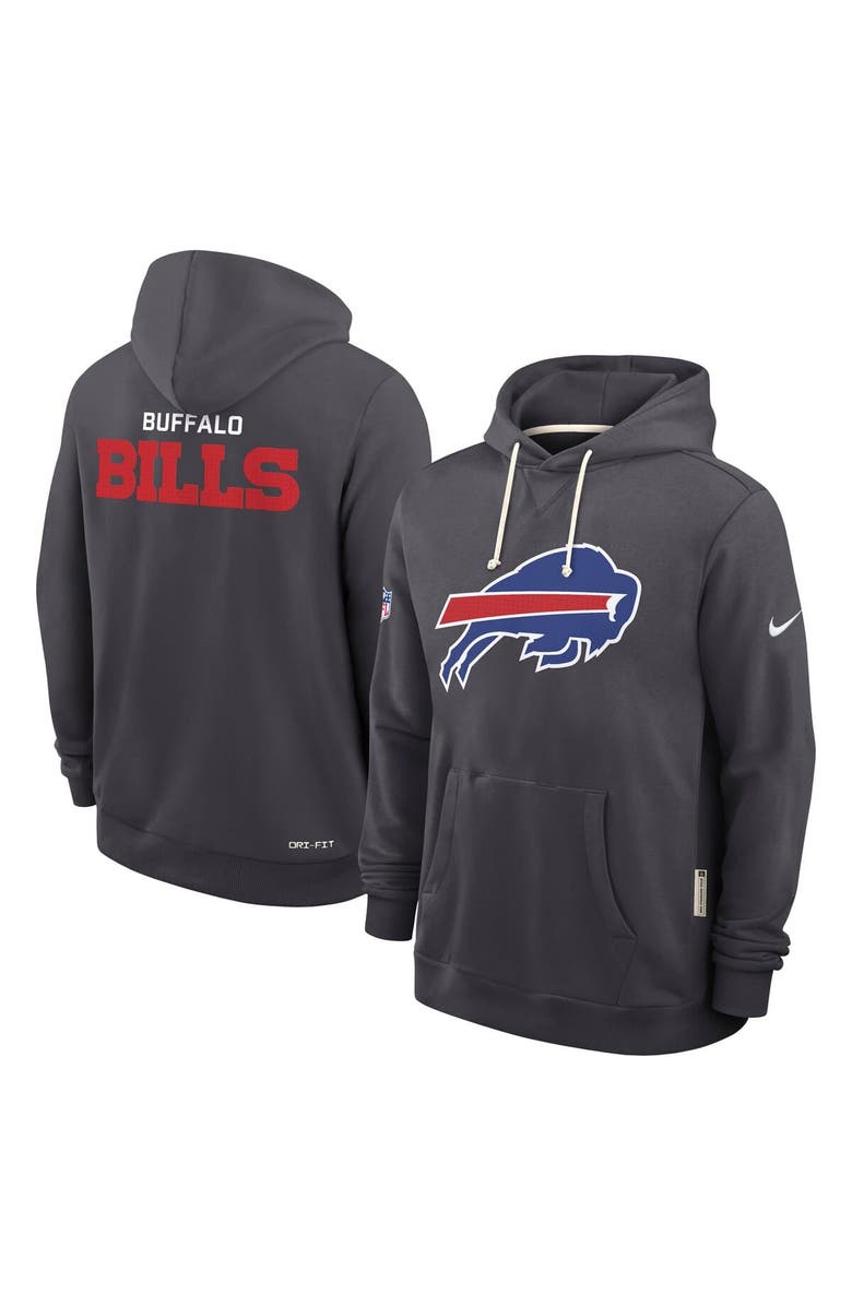 Nike Men's Nike Anthracite Buffalo Bills Sideline Standard Issue Initial Home Dri-FIT Hoodie, Alternate, color, Anthracite
