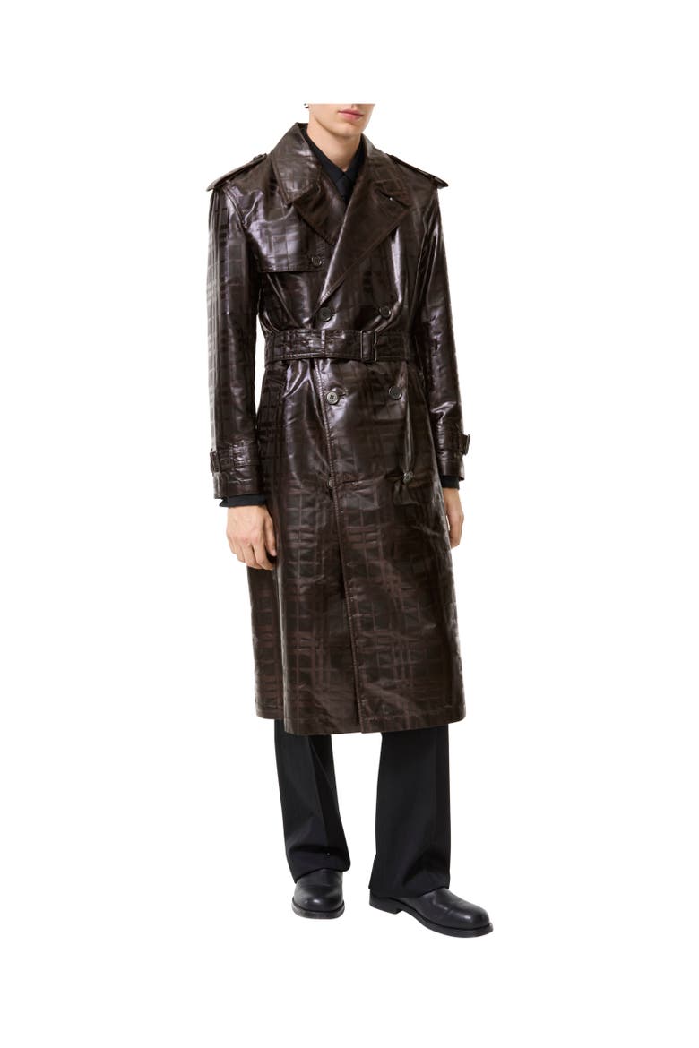 Long Check Hoxton Trench Coat, Alternate, color, Treacle brown