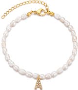 Adornia Freshwater Pearl Initial Charm Bracelet