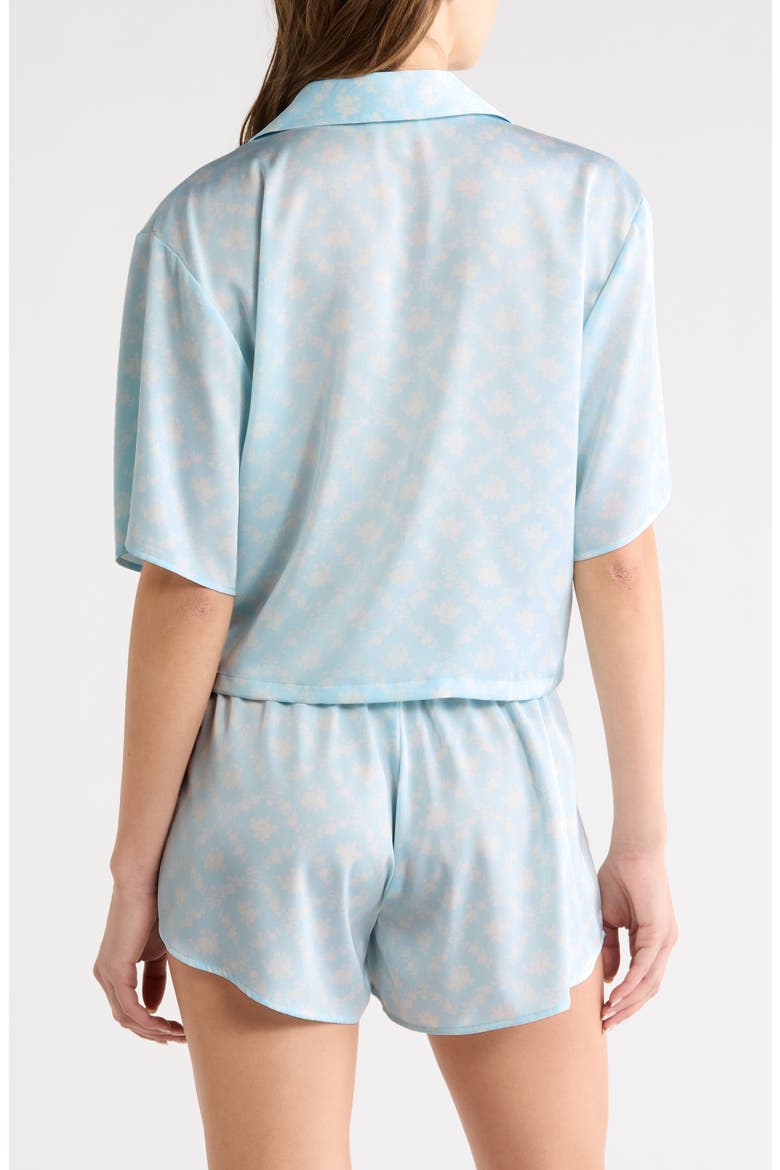 Boxy Stretch Satin Short Pajamas, Alternate, color, BLUE- IVORY COSETTE FLORAL