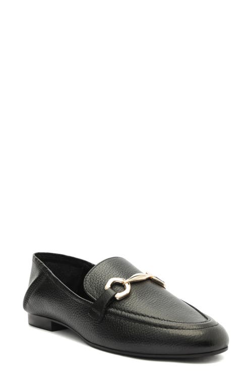 Arezzo Emma Loafer Womens Buckle Leather Loafers In Black Leather