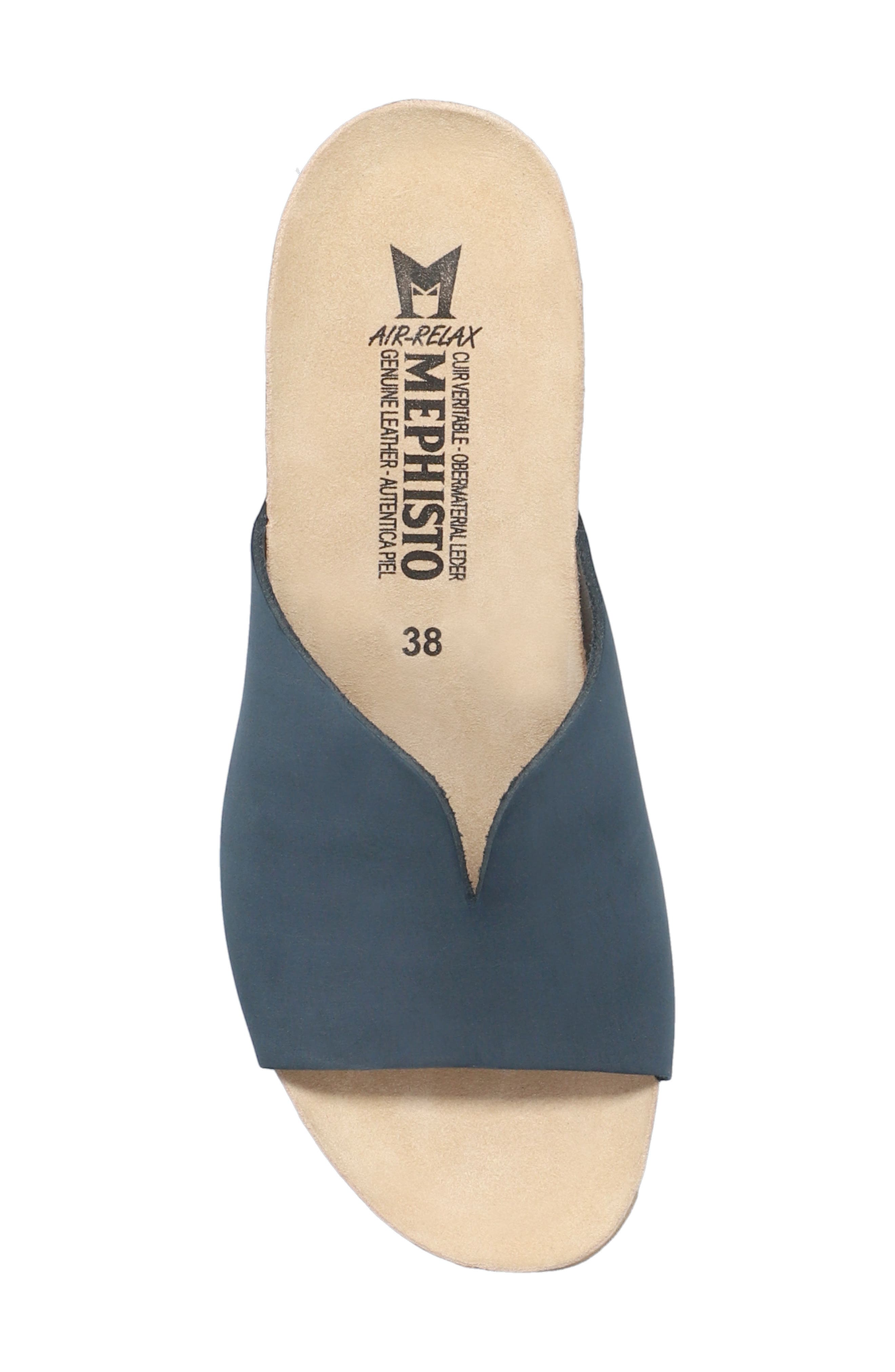 Lisane Wedge Slide Sandal, Alternate, color, NAVY NUBUCK LEATHER