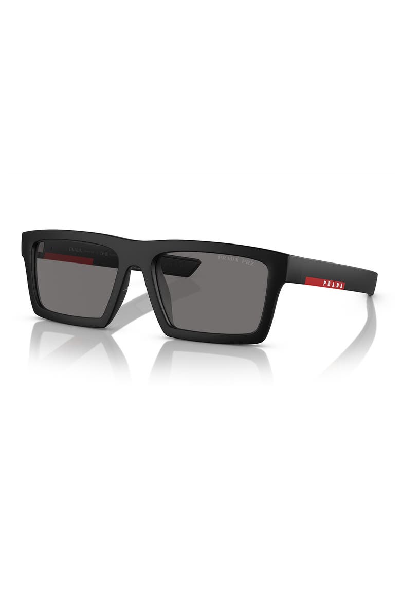 55mm Rectangular Sunglasses, Alternate, color, MATTE BLACK