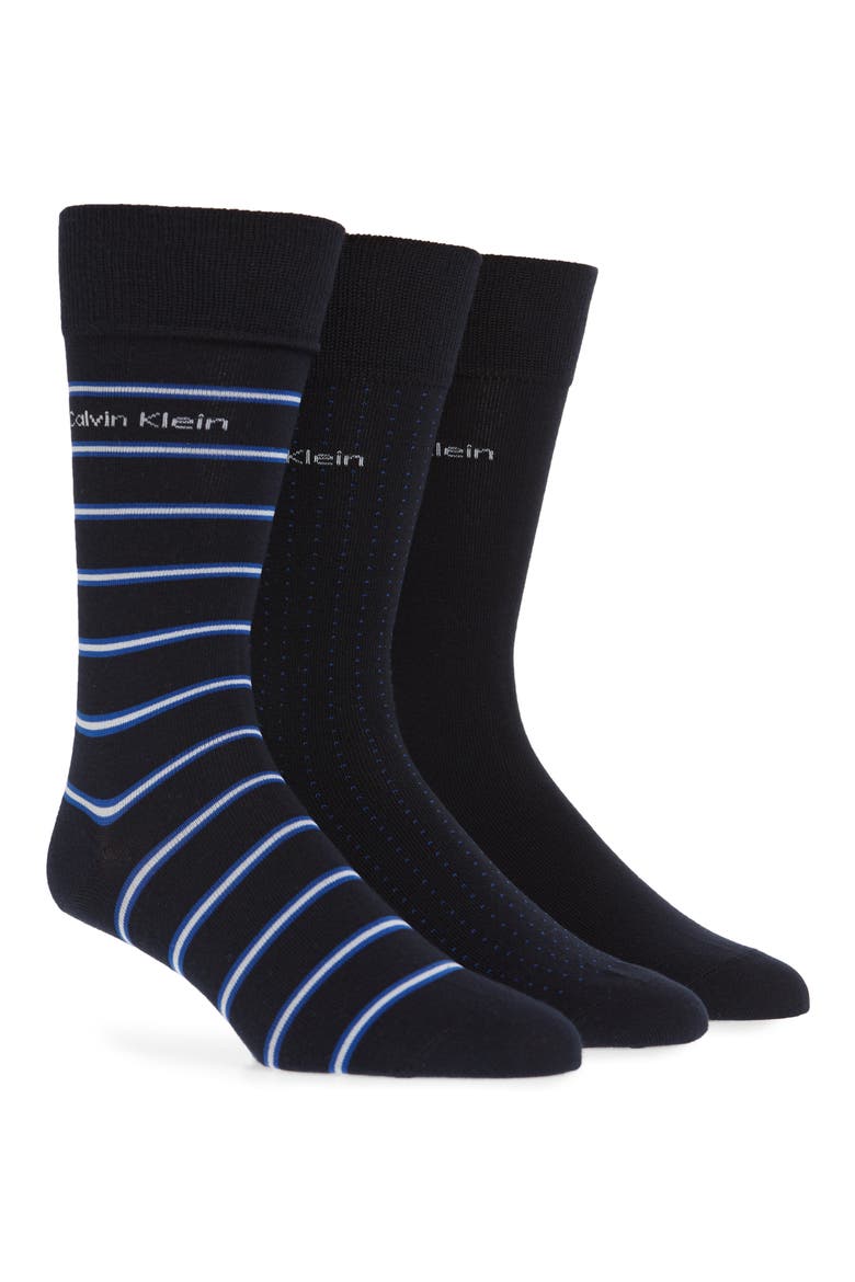 3-Pack Cotton Blend Socks, Main, color, NAVY