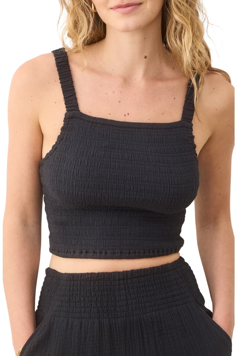 Lila Smocked Cotton Gauze Camisole, Main, color, BLACK