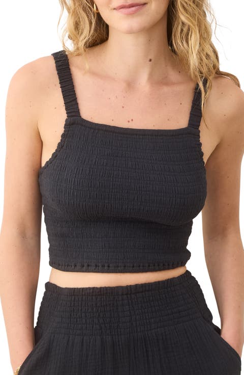 Lila Smocked Cotton Gauze Camisole