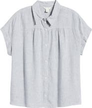 Caslon® Short Sleeve Linen Blend Button-Up Shirt