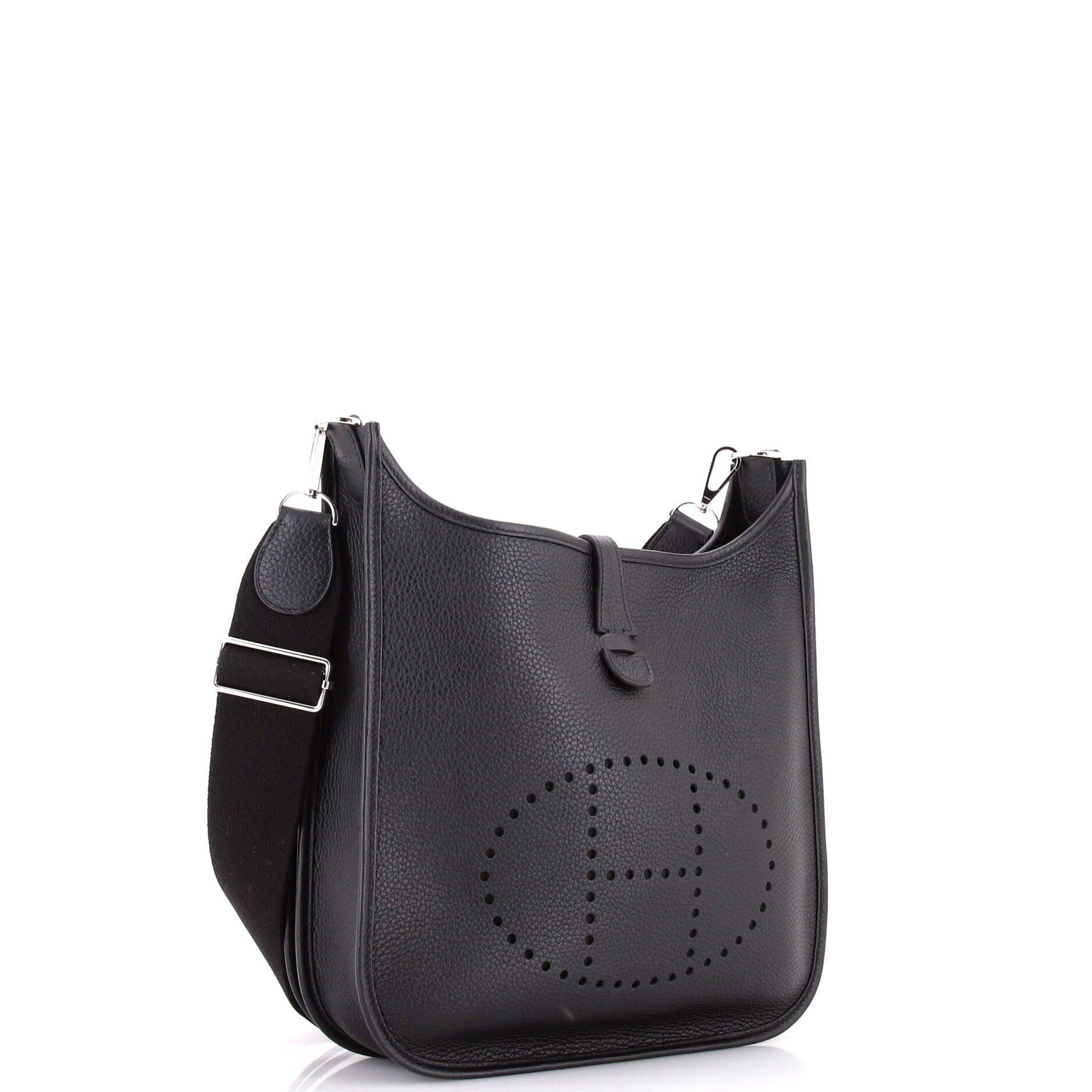 Pre-Owned Hermes Evelyne Bag Gen III Clemence PM, Alternate, color, Noir