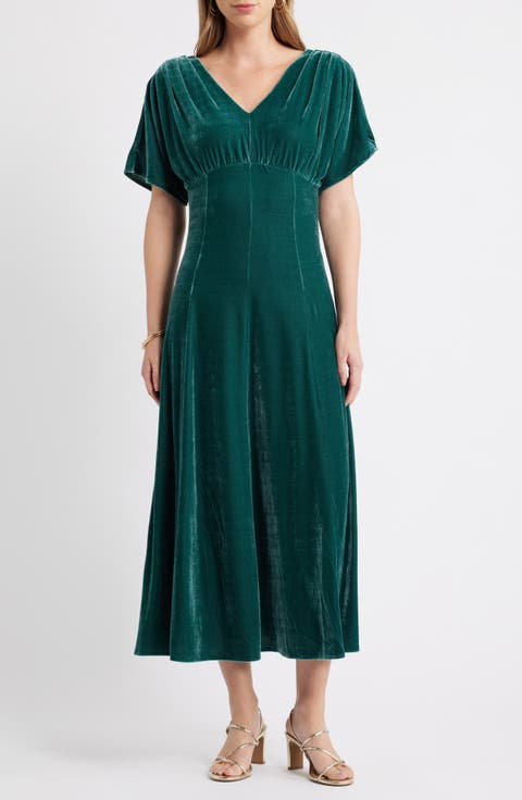 Velvet V-Neck Maxi Dress