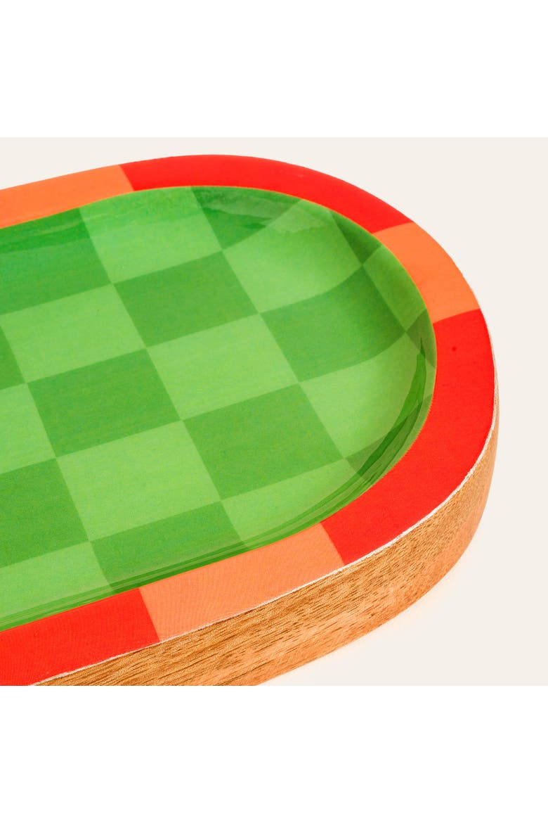 Lakri Oval Wood Serving Entertaining Artisan, Alternate, color, Green