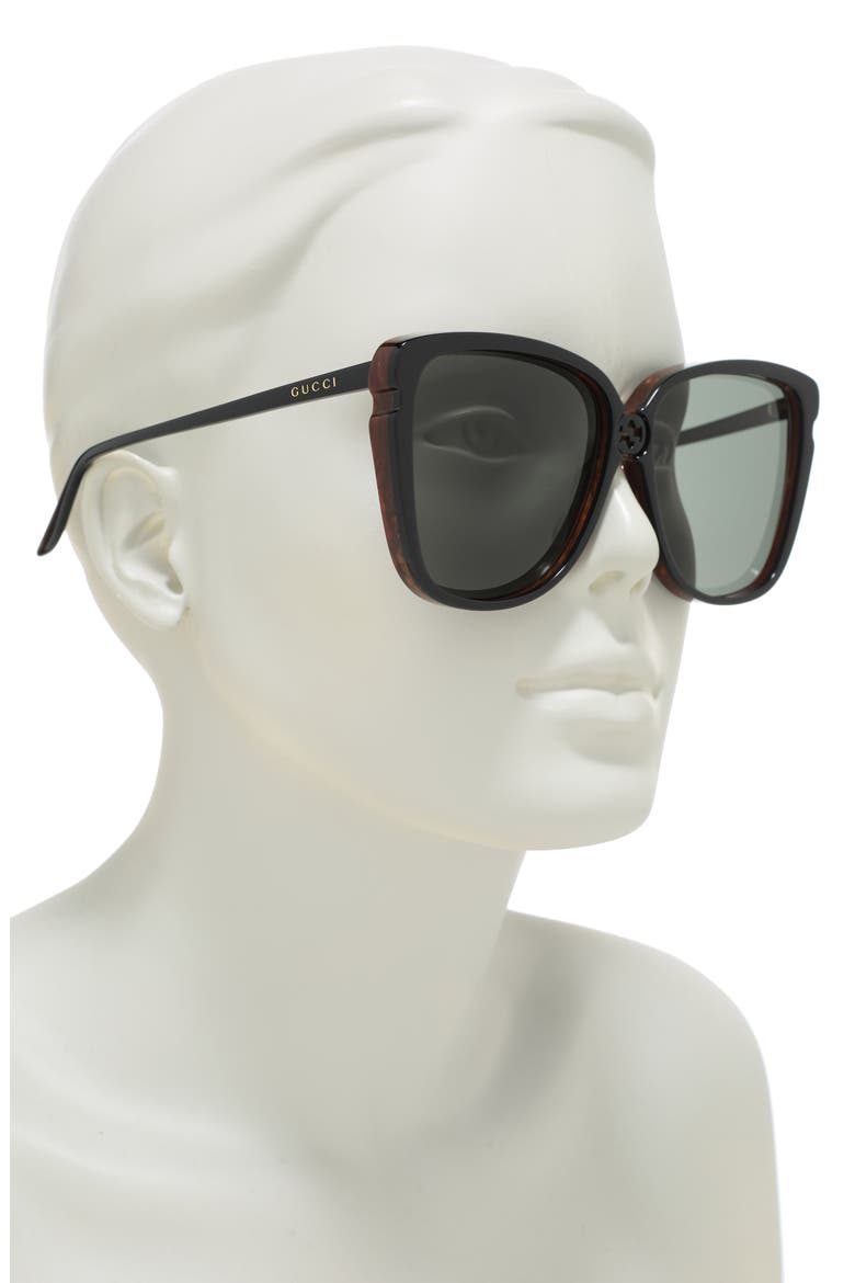 63mm Square Sunglasses, Alternate, color, BLACK