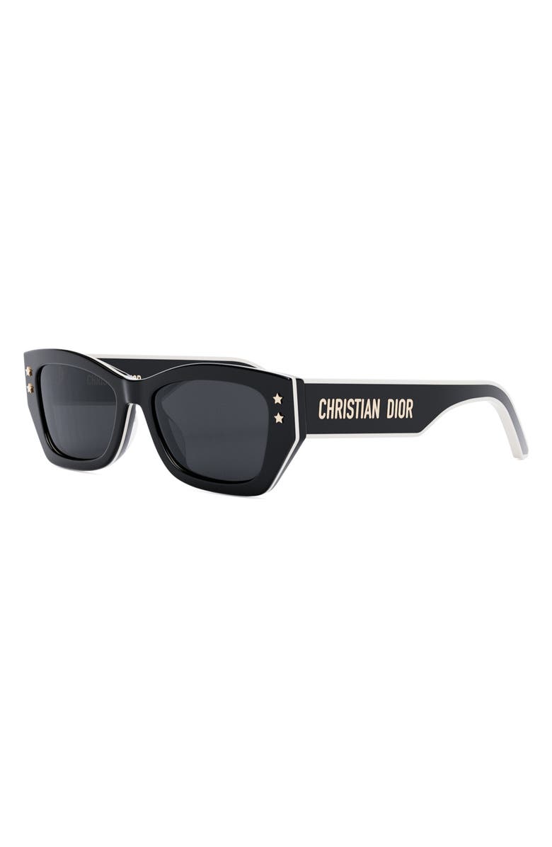DIOR 'DiorPacific S2U 53mm Rectangular Sunglasses, Alternate, color, Shiny Black / Smoke
