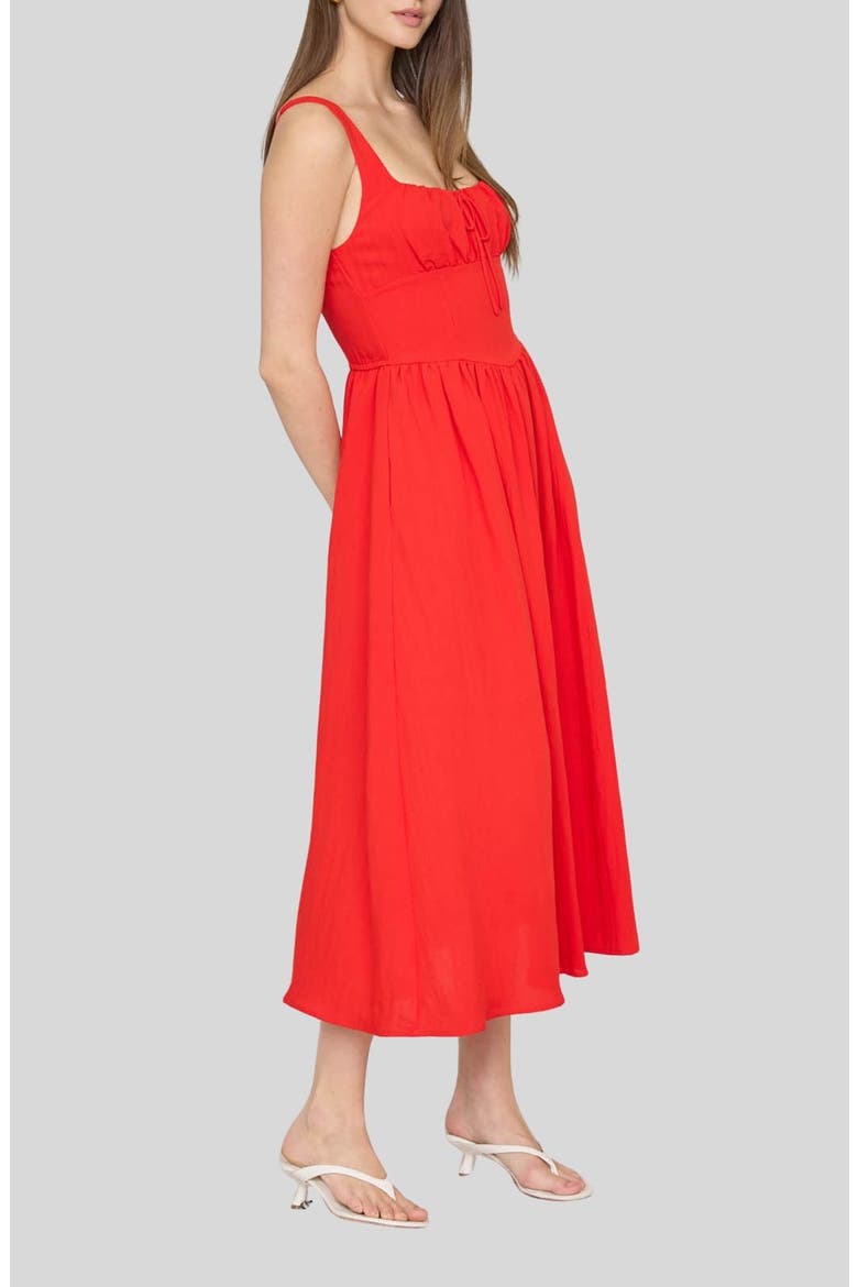 Bow Fit & Flare Midi Sundress, Alternate, color, RED