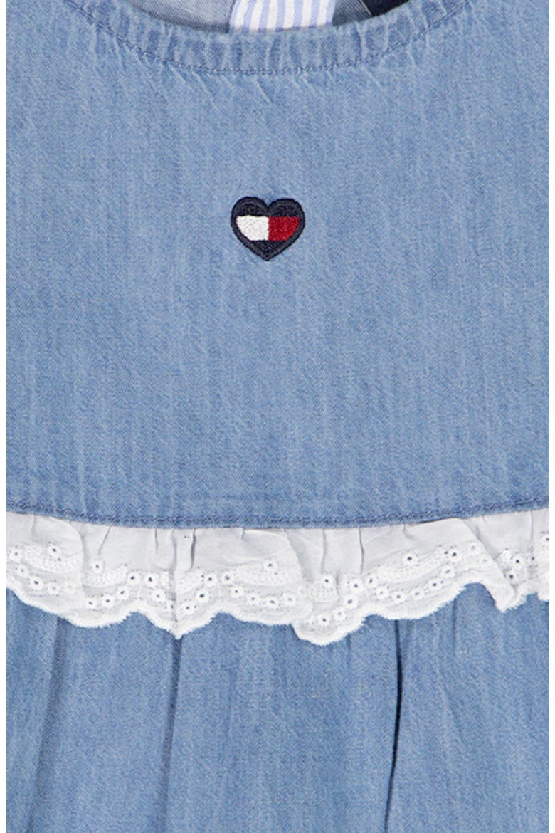 Tiered Denim Dress & Bloomers, Alternate, color, BLUE