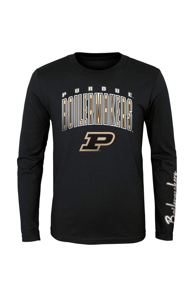 Outerstuff Preschool Black/Gold Purdue Boilermakers Fan Wave Short & Long Sleeve T-Shirt Combo Pack, Alternate, color, 