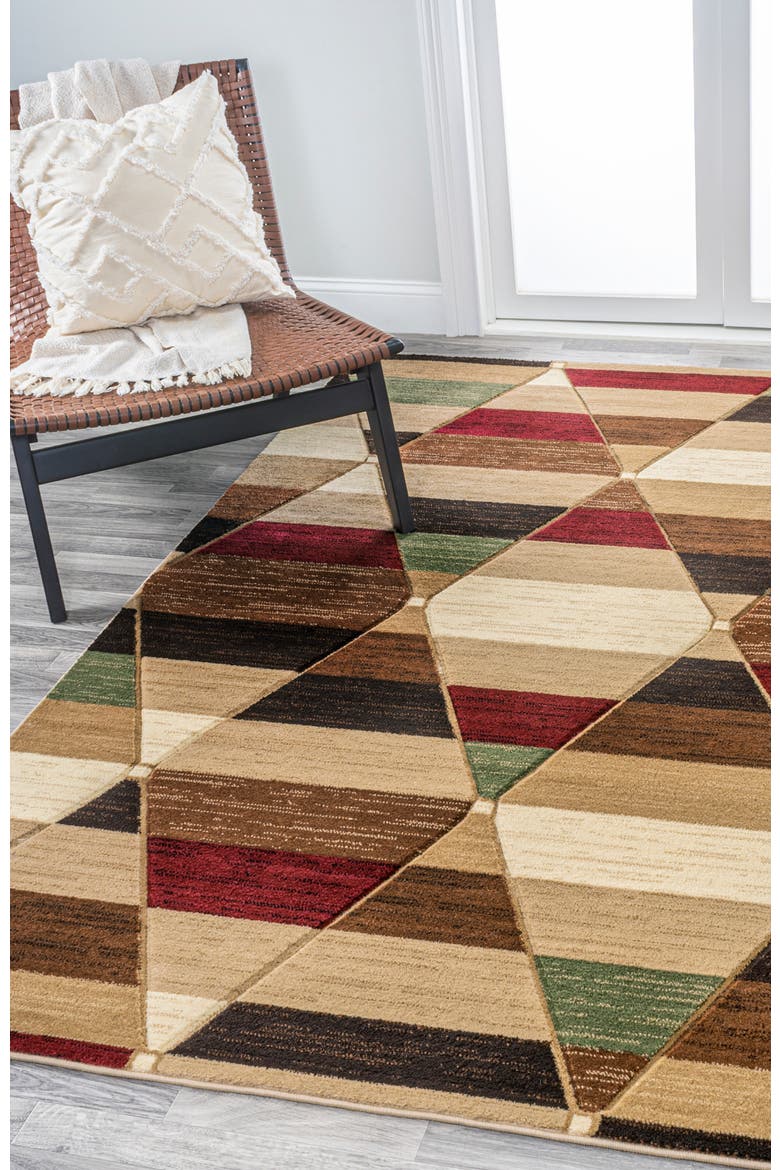 Kehoe Retro Diamonds Geometric Area Rug, Alternate, color, Red/Brown/Cream
