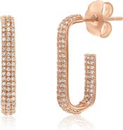 SUZY LEVIAN Pavé Cubic Zirconia Open Paper Clip Hoop Earrings