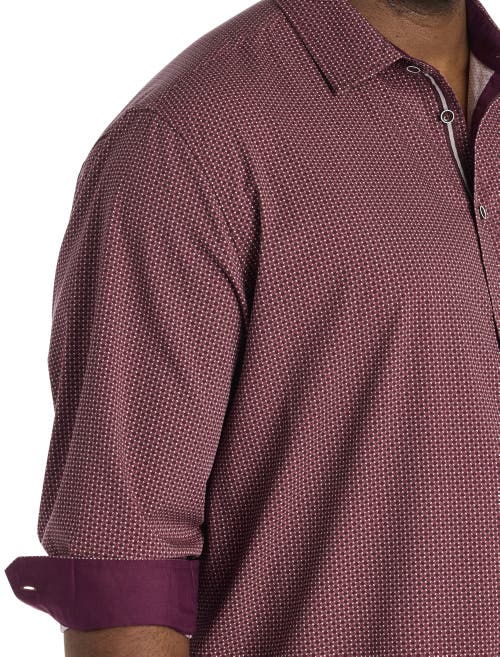 Synrgy By Dxl Big & Tall Micro Print Sport Shirt In Burgundy