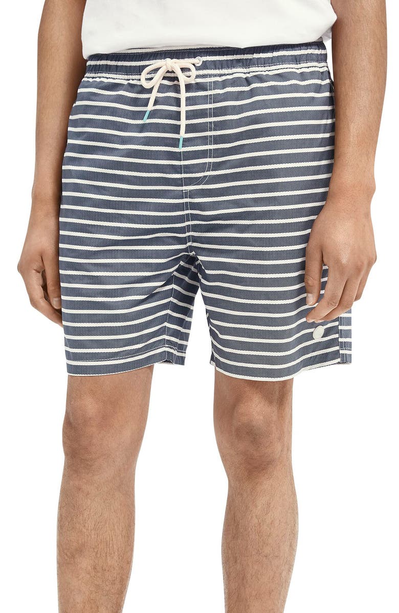 Scotch & Soda Tie Waist Swim Trunks, Main, color,