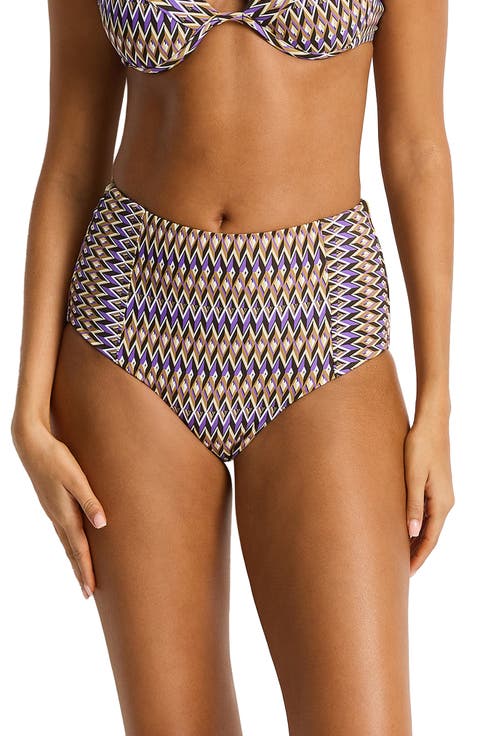 Panelled High Waist Bikini Bottoms