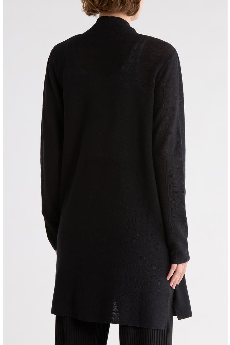 Organic Linen & Organic Cotton Long Cardigan, Alternate, color, BLACK