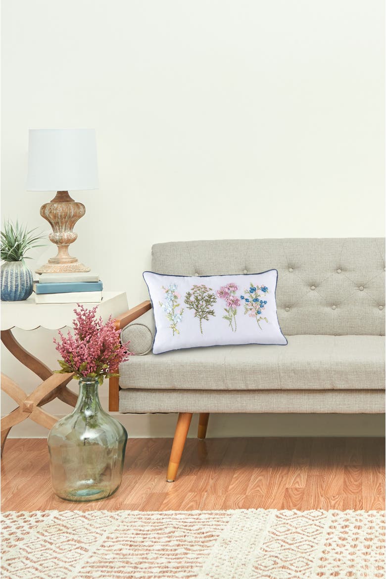Delicate Floral Ribbon Pillow, Alternate, color, White