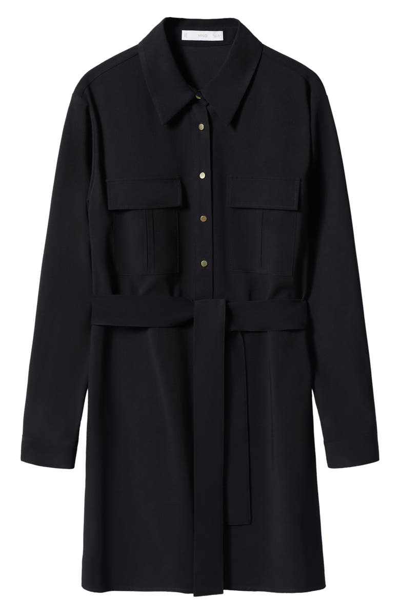 MANGO Belted Long Sleeve Shirtdress, Alternate, color, 