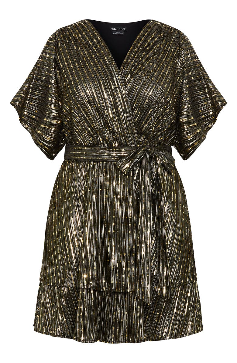 City Chic Freya Sparkle Party Dress, Main, color, Gold