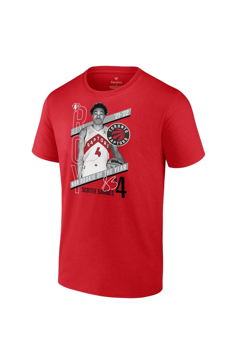 FANATICS Men's Fanatics Branded Scottie Barnes Red Toronto Raptors 2022 NBA Rookie of the Year T-Shirt, Alternate, color,