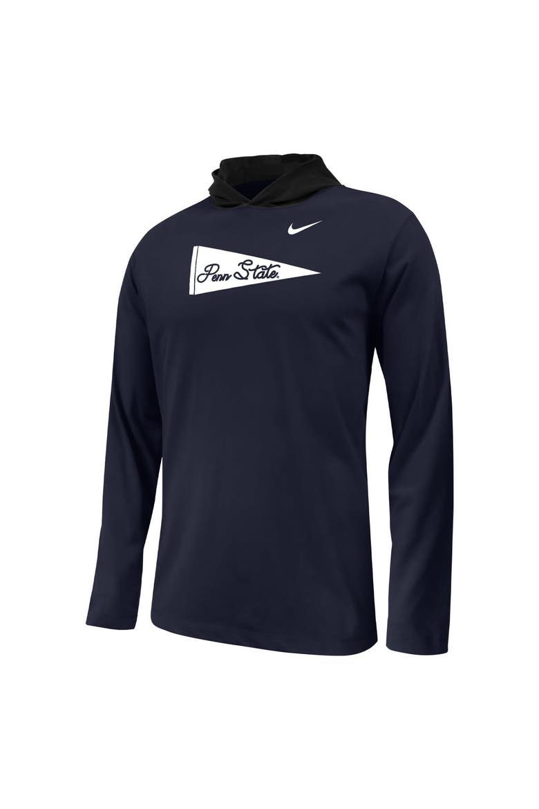 Youth Nike Navy Penn State Nittany Lions Sideline Performance Long Sleeve Hoodie T-Shirt, Alternate, color, Navy