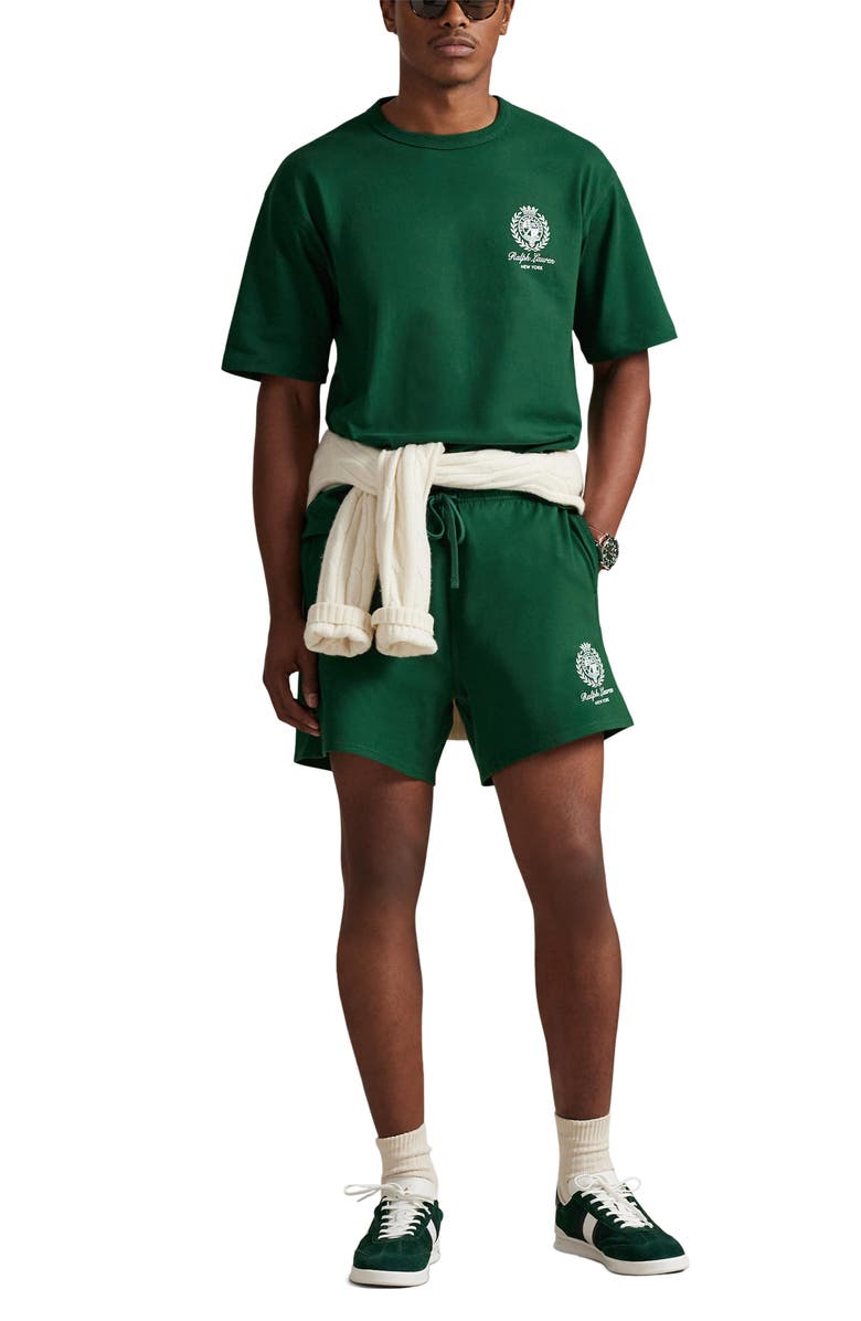 Polo Ralph Lauren Relaxed Fit Jersey Graphic Sweat Shorts, Alternate, color, New Forest