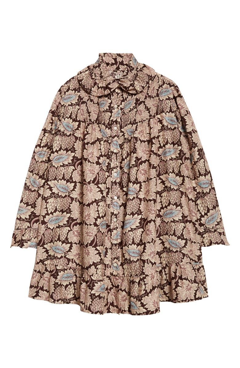 Bode Wisteria Long Sleeve Cotton & Silk Minidress, Alternate, color, Mauve