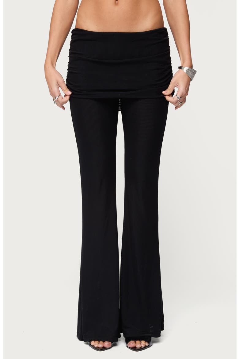 Halli Foldover Waist Skirted Pants, Main, color, BLACK