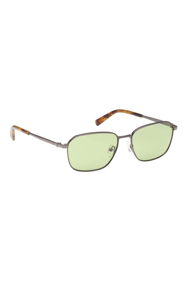 56mm Round Sunglasses, Alternate, color, SHINY DARK NICKELTIN / GREEN