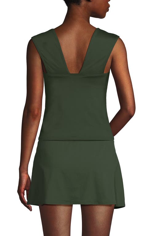 Lands' End Womens Square Neck Underwire Square Back Tankini Swimsuit Top In Rich Olive Green