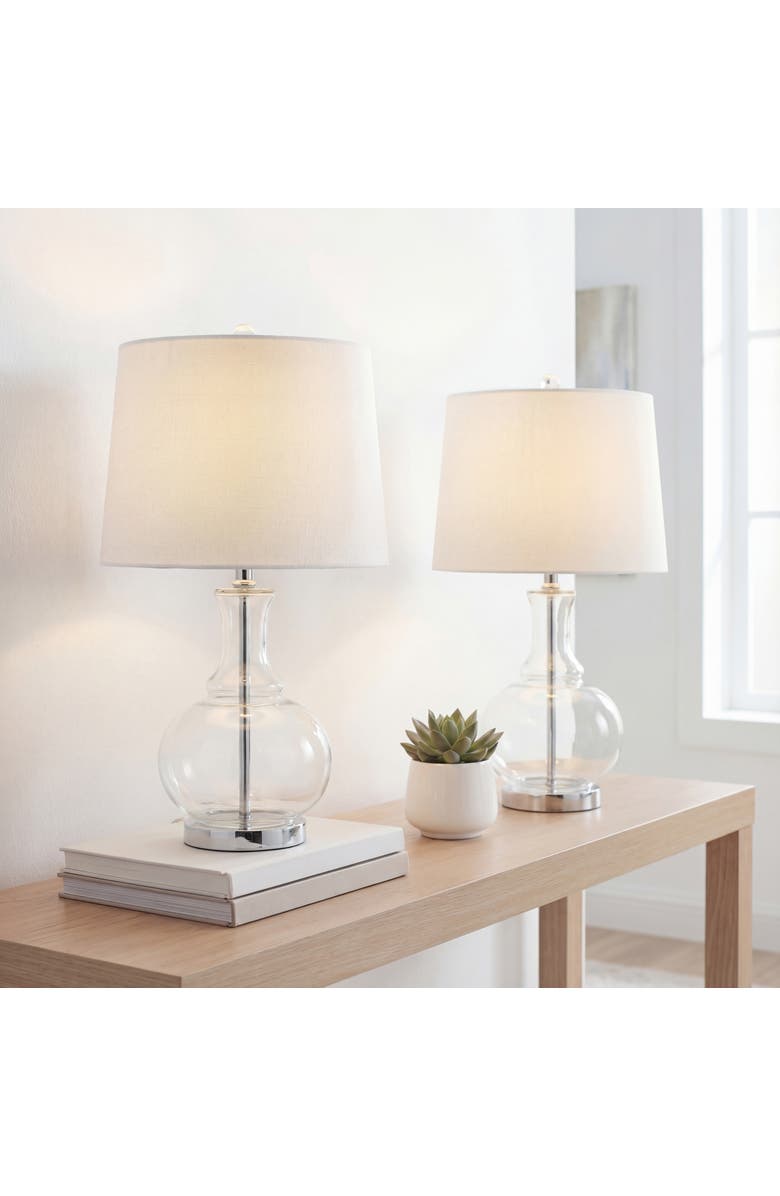 JONATHAN Y Lavelle 25" Glass LED Table Lamp, Main, color, Clear
