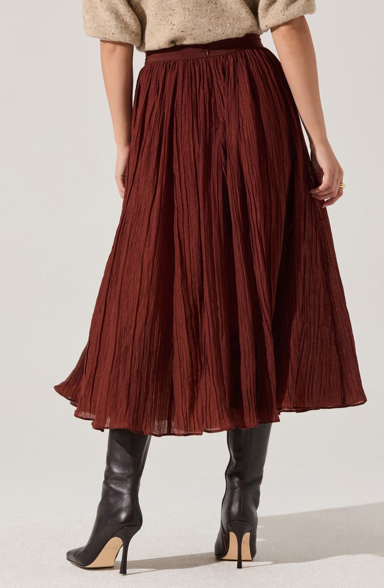 ASTR the Label Salome Pleated A-Line Midi Skirt, Alternate, color, Burnt Brown
