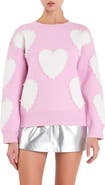 English Factory Heart Imitation Pearl Sweater