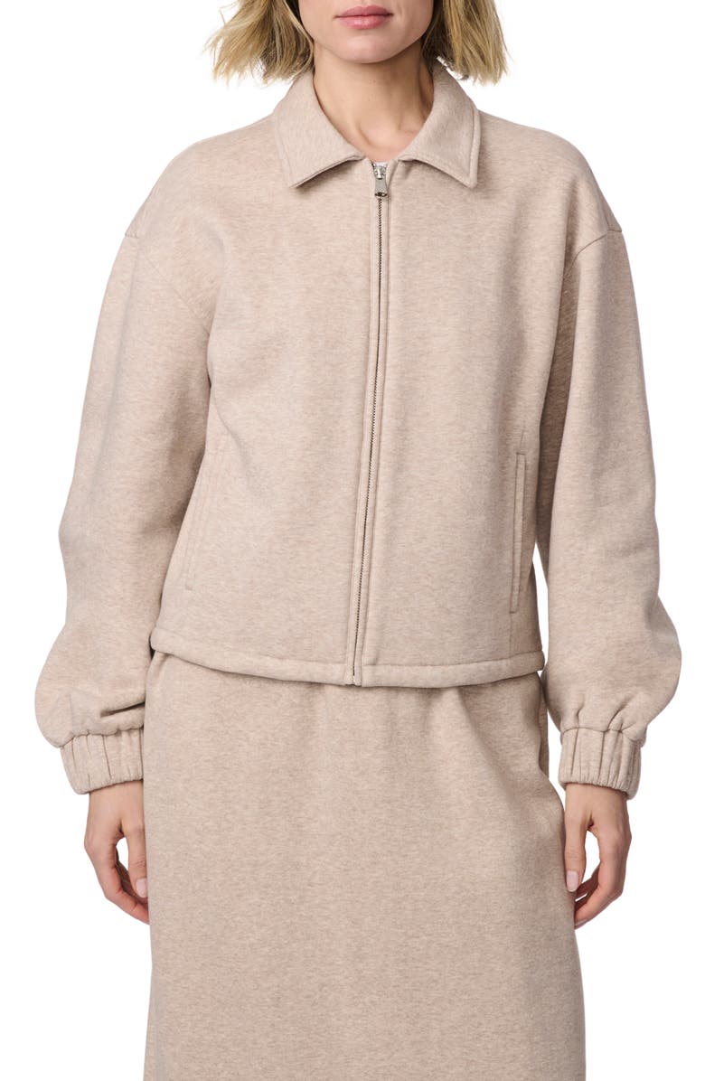 Bernardo Knit Fleece Jacket, Main, color, Heather Taupe