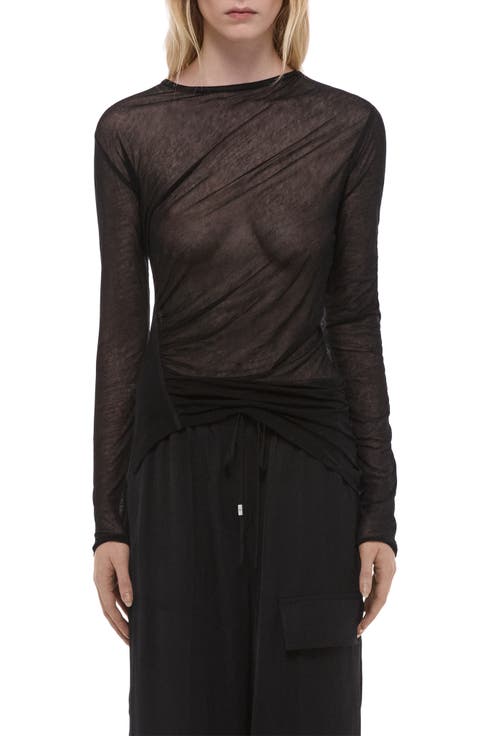 Ruched Asymmetric Hem Cotton Top