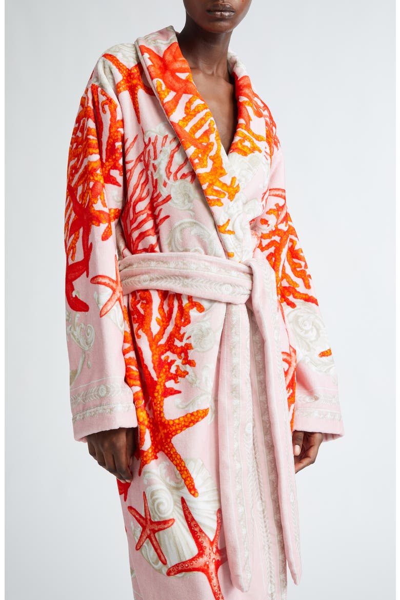 La Vacanza Cotton Terry Cloth Robe, Alternate, color, 5PB50-DUSTY ROSE CORAL BONE