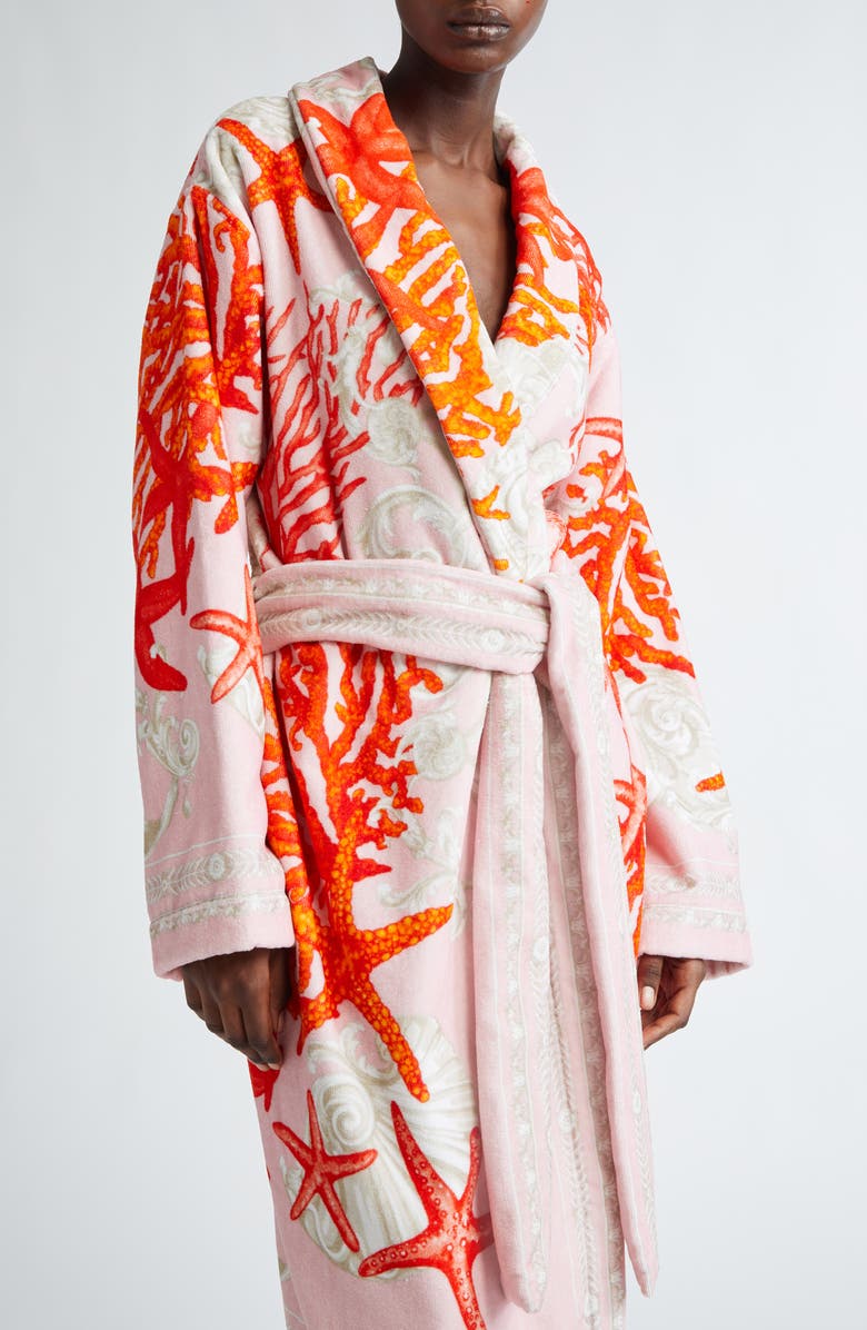 Versace La Vacanza Cotton Terry Cloth Robe, Alternate, color,