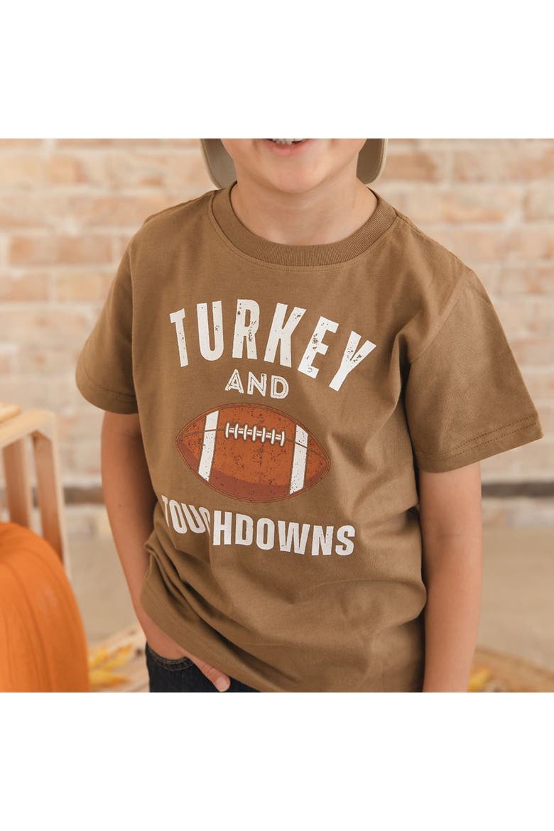 Turkey and Touchdowns Thanksgiving Short Sleeve T-Shirt, Alternate, color, Mocha