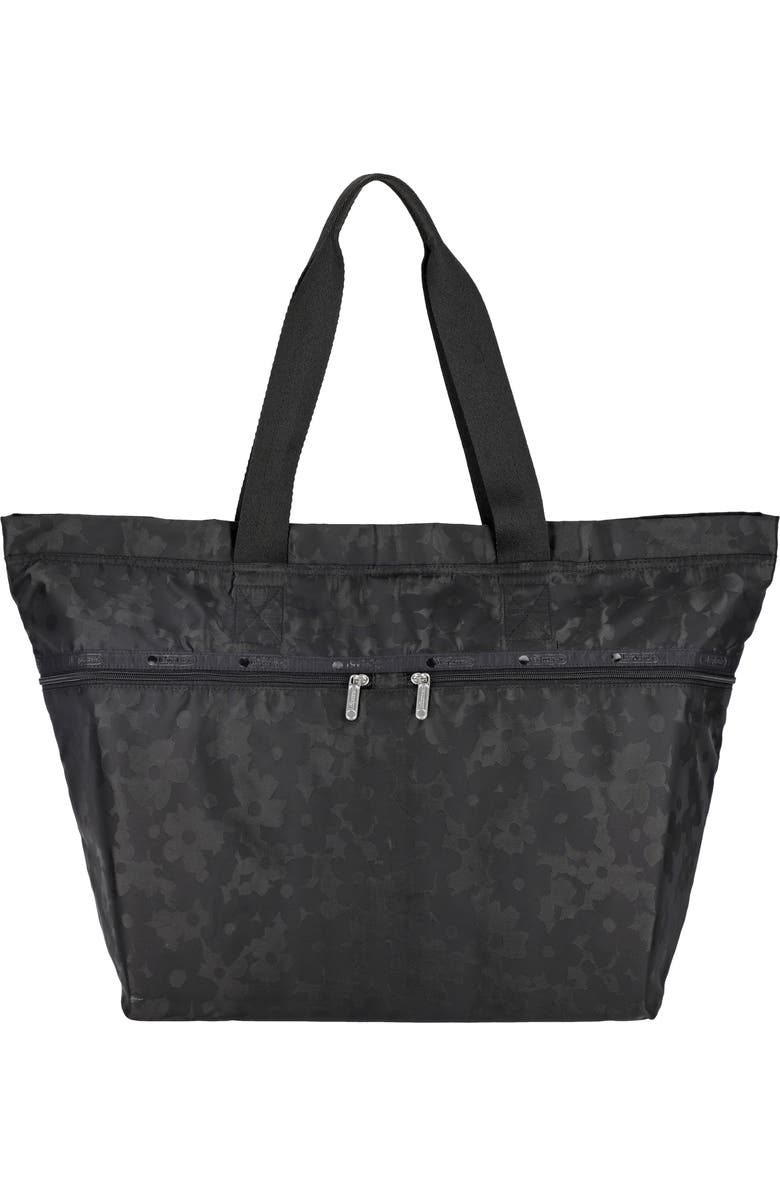 LeSportsac Carlin Zip Top Tote Bag, Main, color, Black Floral Jacquard