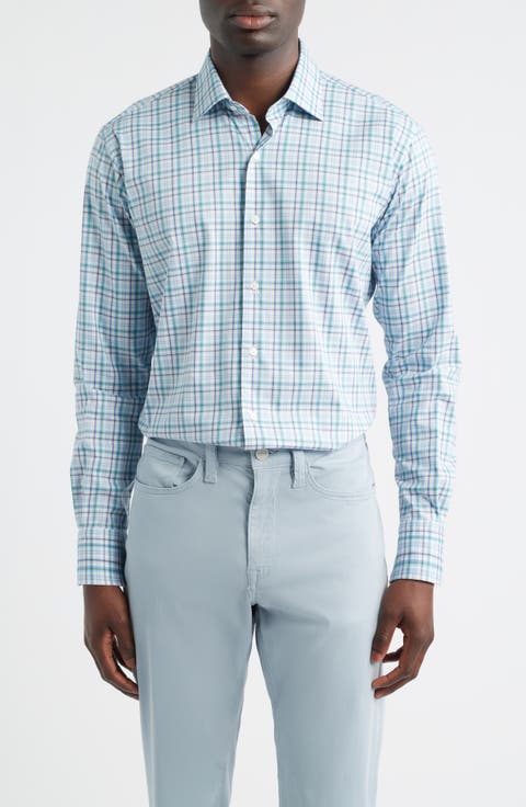 Crown Lite Shadow Check Performance Twill Button-Up Shirt