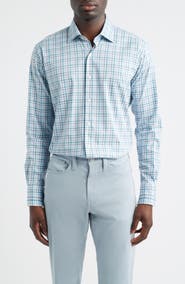 Peter Millar Crown Lite Shadow Check Performance Twill Button-Up Shirt